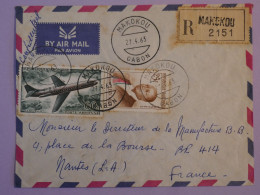 AU23  AEF GABON  BELLE LETTRE  RECO 1963 PETIT BUREAU  MAKOKOU  A  NANTES FRANCE   ++AFF. PLAISANT + - Covers & Documents