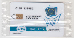 GREECE - Abduction Of Europe, X0027, CN :O118 Letraset Writing , 03/94, Tirage 6.000, Mint - Griechenland