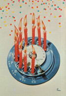 Telephone Dial Birthday Cake Burning Disaster Evil Painting Postcard - Poste & Facteurs
