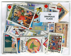 Offer   Lot Stamp - Paqueteria -   100 Sellos Diferentes Banderas  (Mixed Cond - Vrac (max 999 Timbres)