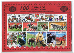 Offer   Lot Stamp - Paqueteria -   100 Sellos Diferentes Caballos  (Mixed Cond - Vrac (max 999 Timbres)