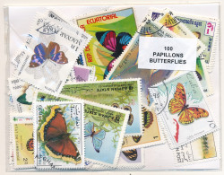 Offer   Lot Stamp - Paqueteria -   100 Diferentes Mariposas E Insectos  (Mixed - Vrac (max 999 Timbres)
