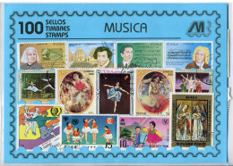 Offer   Lot Stamp - Paqueteria -   100 Sellos Diferentes Música  (Mixed Condit - Vrac (max 999 Timbres)