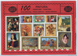 Offer   Lot Stamp - Paqueteria -   100 Sellos Diferentes Pintura  (Mixed Condi - Vrac (max 999 Timbres)