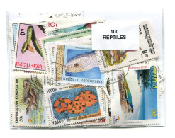 Offer   Lot Stamp - Paqueteria -   100 Sellos Diferentes Reptiles  (Mixed Cond - Vrac (max 999 Timbres)