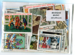 Offer   Lot Stamp - Paqueteria -   200 Sellos Diferentes Música  (Mixed Condit - Vrac (max 999 Timbres)