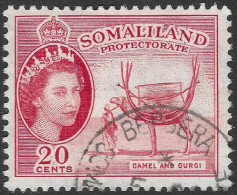 Somaliland Protectorate. 1953 QEII. 20c Used. SG 140 - Somaliland (Protectorate ...-1959)