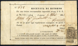 Cover 1855, Ricevuta Di Ritorno Per Una Raccomandata Spedita Il 5.10.1855 Da Novellara A Brescello, Affrancata Al Verso  - Modena