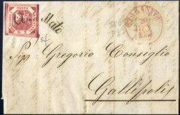 Cover 1861, Lettera Del 20.1.1861 Da Taranto A Gallipoli, Affrancata Con 2 Grana Carminio Vivo Molto Ben Marginato, Annu - Nápoles