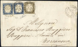 Cover 1861, Lettera Da Palermo Il 6.6 Per Terranova Affrancata Tricolore Con 10 C Grigio Olivastro Chiaro E Due 20 C. Az - Sardinia