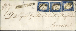 Cover 1864, Lettera Assicurata Da Millesimo (d.c. Rosetta 6 P) Il 28.3 Per Savona Affrancata Con Coppia Verticale (disal - Sardinia