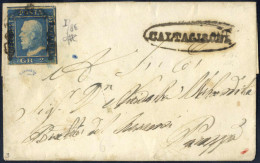 Cover 1859, Lettera Da Caltagirone A Piana, Affrancata Con 2 Grana Azzurro, I Tavola, Carta Di Palermo, Pos. 86, Ampi Ma - Sicily