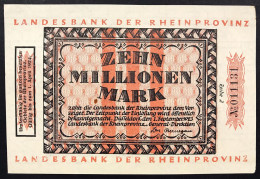 GERMANIA ALEMANIA GERMANY 10 Millionen Mark 1924 Rheinprovinz  LOTTO 4535 - Administration De La Dette