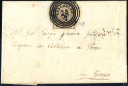 Cover "Vescovato", C4 8 P, Lettera Del 25.7.1852 Affrancata Con 30 C Bruno I Tipo Carta A Mano, Firmata ED, Sass. 7 / 13 - Lombardo-Vénétie