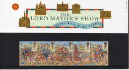 GB GREAT BRITAIN 1989 LORD MAYOR'S SHOW LONDON PRESENTATION PACK No 202 +ALL INSERTS HORSES STAGE COACHES CARRIAGES - Diligences