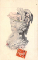 FANTAISIE - FEMMES - Femme Cheveux Long Bouclés - Chapeau De Plume - Fleur - Carte Postale Ancienne - Donne