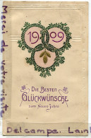 - 2 Belles Cartes Allemande, De Bonne Année, Die Besten, Trefles, Jabre, En Relief, Gaufrées, écrite, 1909, TBE, Scans. - New Year