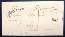 France, Griffe 73 CHELLES + TAD 1.6.1847 Sur Lettre Pour Lagny - (N649) - 1801-1848: Précurseurs XIX