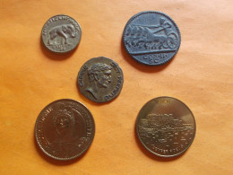 Lot 5 Pièces Monnaies Jetons Médailles Repro à Définir (P3) - Autres & Non Classés