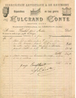 FACTURE.11.AUDE.LEZIGNAN.SERRURERIE ARTISTIQUE & DE BATIMENT.FULGRAND CONTE 110 BOULEVARD DE CHATEADUN. - Old Professions