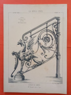 LES METAUX OUVRES 1889 LITHO FER FONTE CUIVRE ZINC " Départ De Rampe Ancien Hotel De Ville De Paris " 1 PLANCHE - Architecture