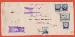 ESPAGNE LETTRE PAR AVION RECOMMANDEE DE 1937 DE BARCELONE POUR PAMIERS FRANCE - Franking Machines (EMA)