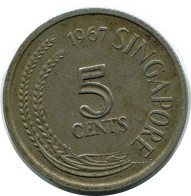 5 CENTS 1967 SINGAPORE Coin #AR170.U - Singapore