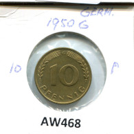 10 PFENNIG 1950 G ALLEMAGNE Pièce GERMANY #AW468.F - 10 Pfennig
