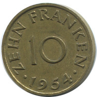 10 FRANKEN 1954 SAARLAND ALEMANIA Moneda GERMANY #AD785.9.E - 10 Francos