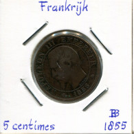 2 CENTIMES 1855 W FRANCE Pièce Napoleon III Imperator #AK992.F - 2 Centimes