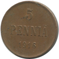 5 PENNIA 1916 FINLANDE FINLAND Pièce RUSSIE RUSSIA EMPIRE #AB216.5.F - Finland