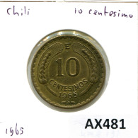 10 CENTESIMOS 1965 CHILE Moneda #AX481.E - Chili