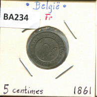 5 CENTIMES 1861 FRENCH Text BÉLGICA BELGIUM Moneda #BA234.E - 5 Cents