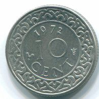 10 CENTS 1972 SURINAM NIEDERLANDE Nickel Koloniale Münze #S13275.D - Surinam 1975 - ...