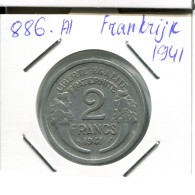 2 FRANCS 1941 FRANKREICH FRANCE Französisch Münze #AN345.D - 2 Francs