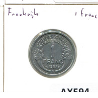 1 FRANC 1957 B FRANKREICH FRANCE Französisch Münze #AX594.D - 1 Franc