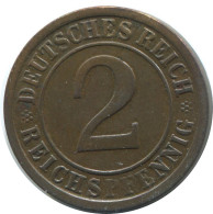 2 REICHSPFENNIG 1925 A DEUTSCHLAND Münze GERMANY #AE281.D - 2 Rentenpfennig & 2 Reichspfennig