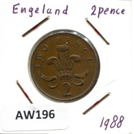 2 PENCE 1988 UK GRANDE-BRETAGNE GREAT BRITAIN Pièce #AW196.F - 2 Pence & 2 New Pence