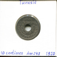 10 CENTIMES 1920 TUNISIE TUNISIA Pièce Muhammad V #AP800.2.F - Tunisia