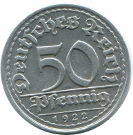 50 PFENNIG 1922 D GERMANY Coin #AE429.U - 50 Rentenpfennig & 50 Reichspfennig