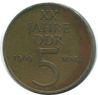 5 MARK 1969 20TH ANNIVERSARY DDR EAST GERMANY Coin #AE164.U - 5 Mark