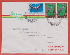 CONGO LETTRE PAR AVION DE 1963 DE LEOPOLDVILLE POUR NEUILLY FRANCE - Lettres & Documents