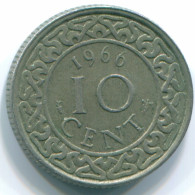 10 CENTS 1966 SURINAM NIEDERLANDE Nickel Koloniale Münze #S13241.D - Surinam 1975 - ...