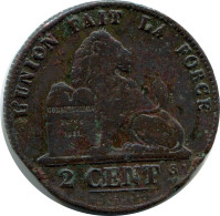 2 CENTIMES 1845 FRENCH Text BELGIUM Coin #BA434.U - 2 Cents