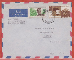 CONGO LETTRE PAR AVION DE 1969 DE KINSHASA POUR PARIS FRANCE - Storia Postale