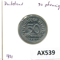 50 PFENNIG 1921 F DEUTSCHLAND Münze GERMANY #AX539.D - 50 Rentenpfennig & 50 Reichspfennig