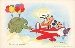 WALT DISNEY Walt Disney * CPA Illustrateur * Dumbo , Pluto Et Mickey * Aviation Aviateur Avion * N°328 - Other & Unclassified