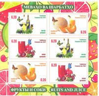 2021. Tajikistan, Fruits And Juices, Sheetlet Imperforated, Mint/** - Tadzjikistan