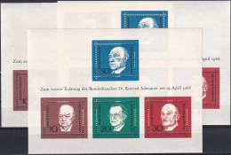 DEUTSCHLAND 1968 Mi-Nr. Block 4 3 Stück ** MNH - 1959-1980