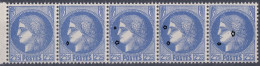 V8635 Variétés :  N° 374 Type Cérès Perles Absentes Et Grains De Beauté Tenant à Normal Dans Une Bande De 5 ** - Unused Stamps
